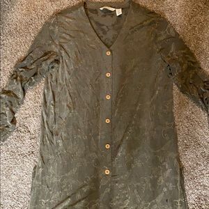 Long Silky Olive Cardigan